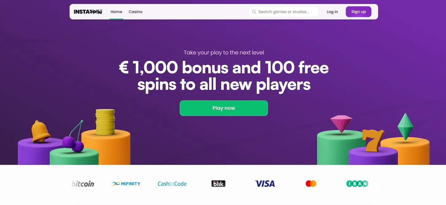 Instaspin Casino top banner