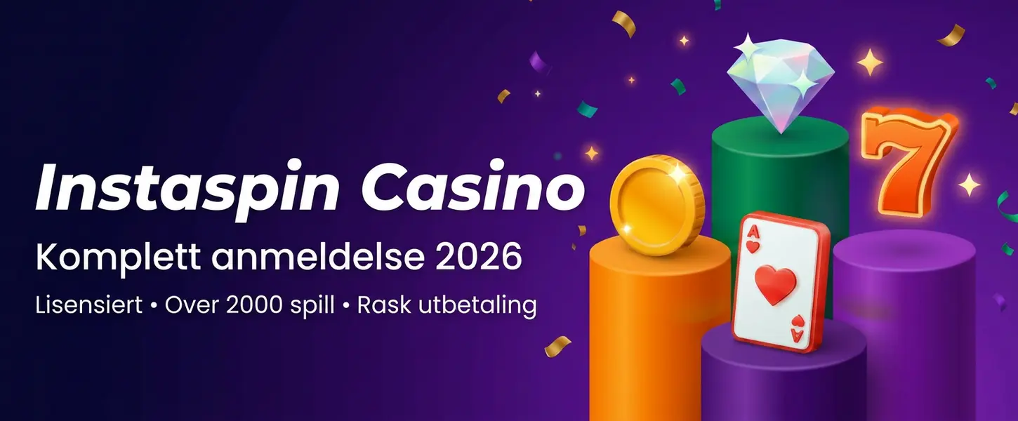 Instaspin Casino anmeldelse 2026 – lisensiert nettcasino med 2000+ spill